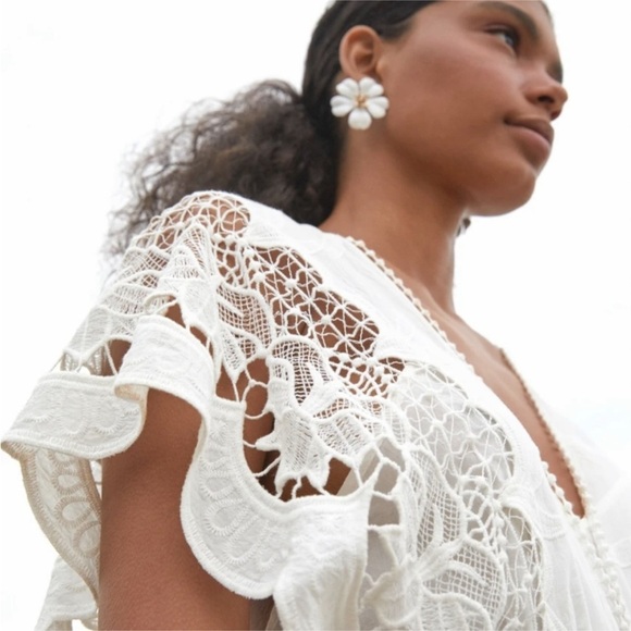 Farm Rio Off-White Richelieu Midi Dress NEW - Picture 7 of 11